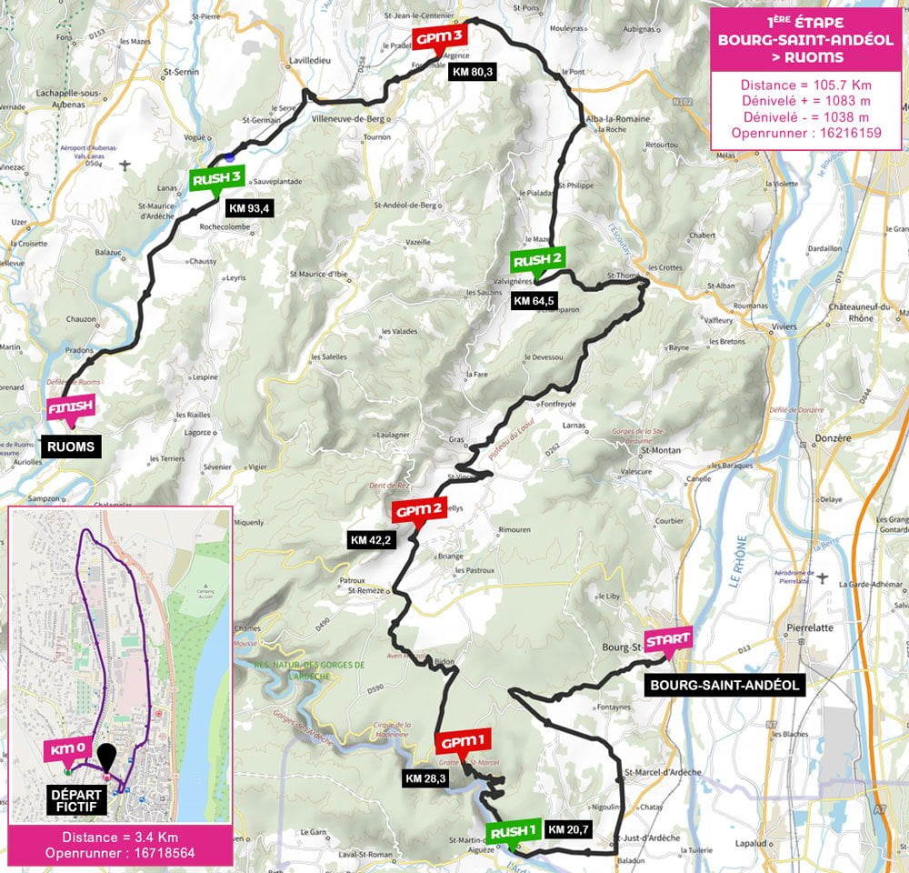 Carte étape 1 bourg saint andéol - ruoms