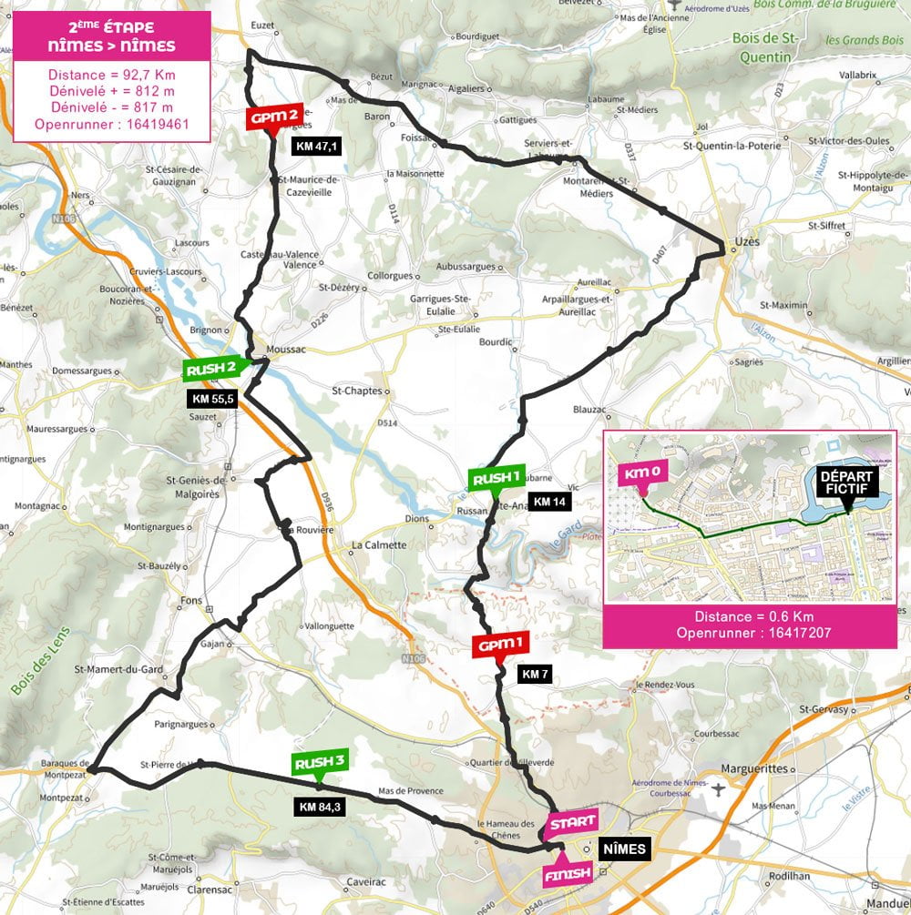 Carte étape 2 Nîmes - Nîmes