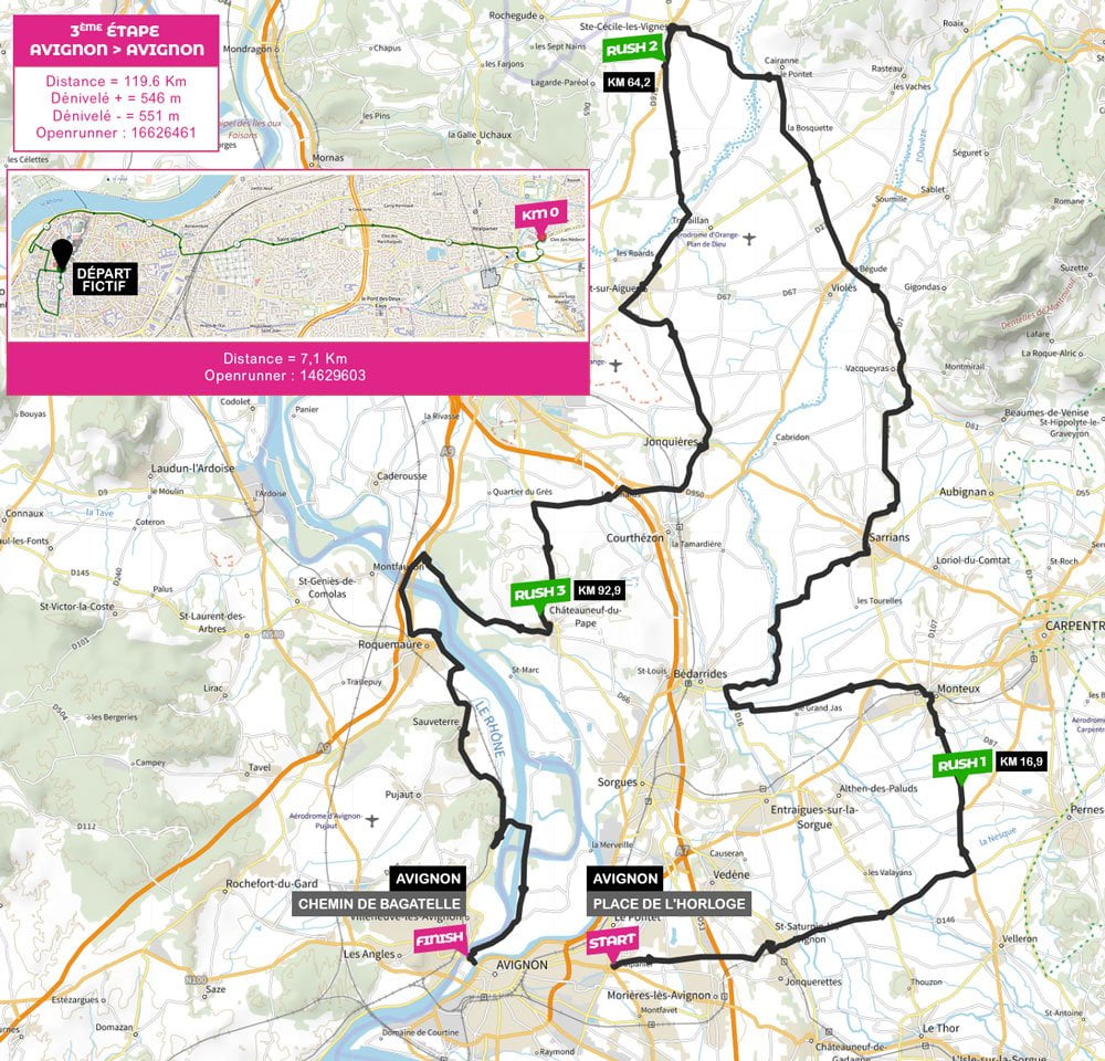 Carte étape 3 Avignon - Avignon