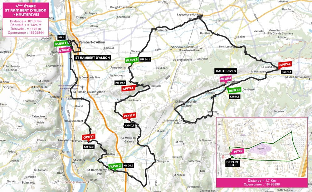 Carte étape 4 Saint Rambert d'Albon - Hauterives