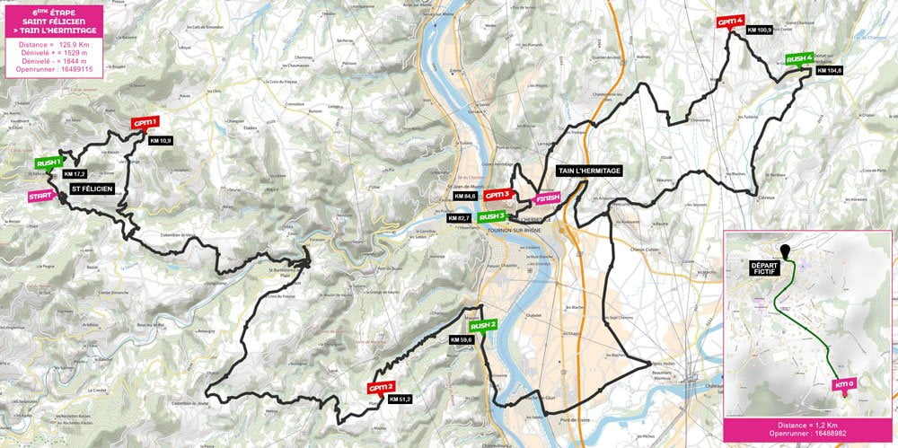Carte étape 6 Saint Félicien - Tain l'Hermitage