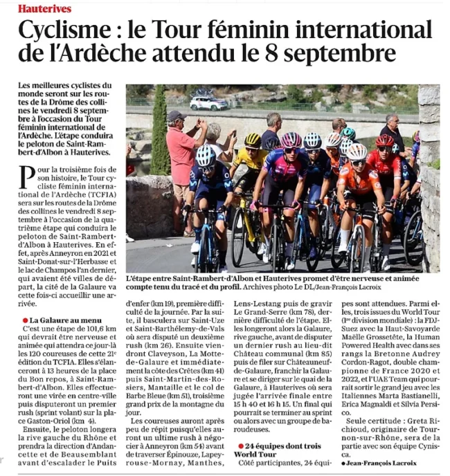 Présentation étape Saint Rambert d'Albon Hauterives