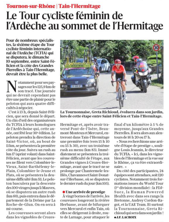 Présentation étape Saint Félicien Tain l'Hermitage