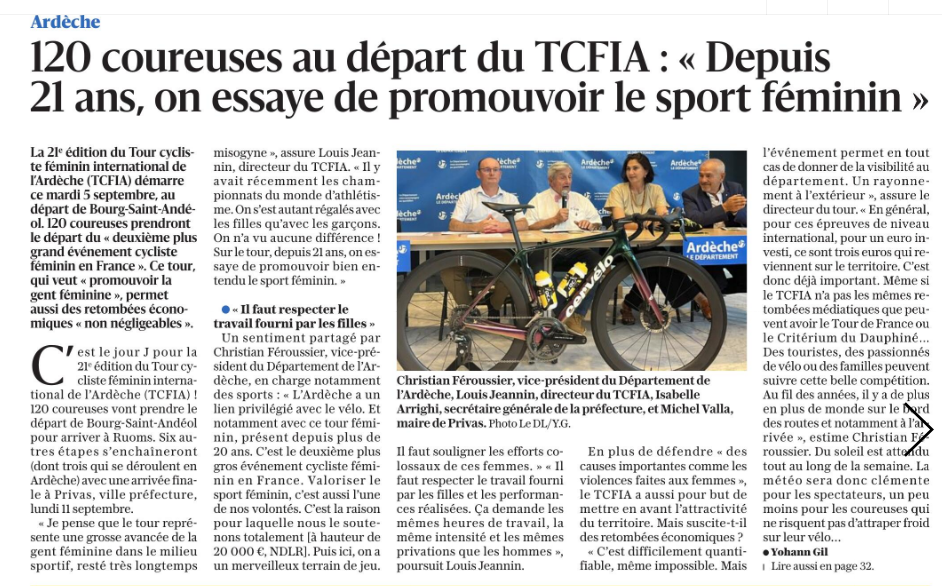 120 coureuses pour le départ du TCFIA article du Dauphine Libéré