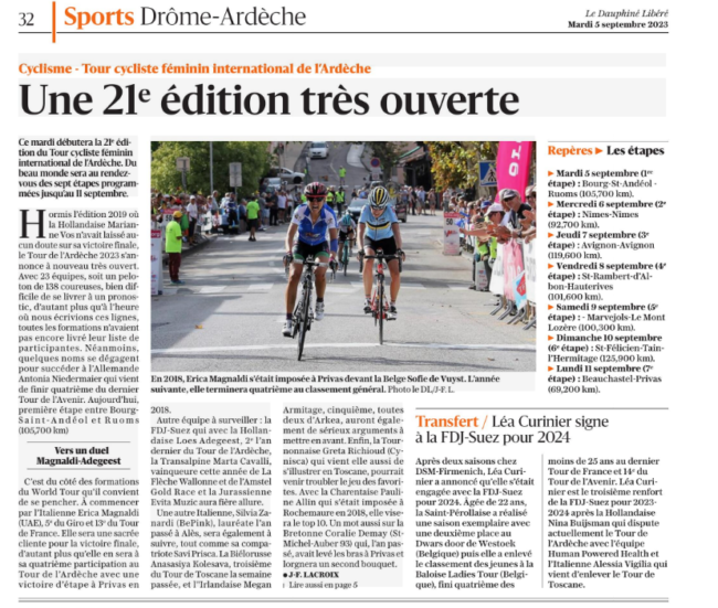 Début de la 21ème édition du TCFIA, article du Dauphine Libéré