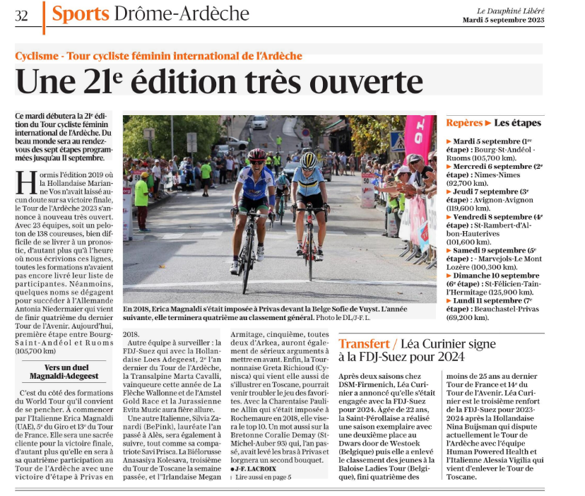 Début de la 21ème édition du TCFIA, article du Dauphine Libéré