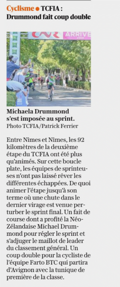 TCFIA 2023 - 2e étape - Nîmes-Nîmes Sports 26-07 article du Dauphine Libéré