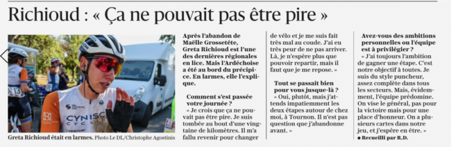 TCFIA 2023 - 3e étape - Avignon-Avignon Le Dauphiné Libéré 2 article du Dauphine Libéré