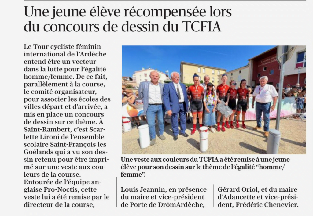 TCFIA 2023 - 4e étape St-Rambert-d'Albon-Hauterives Concours de dessin article du Dauphine Libéré