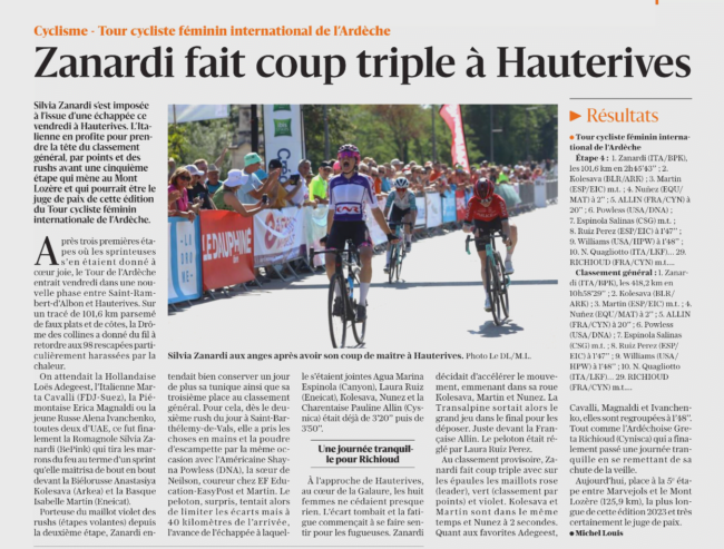 TCFIA 2023 - 4e étape St-Rambert-d'Albon-Hauterives Le Dauphiné Libéré