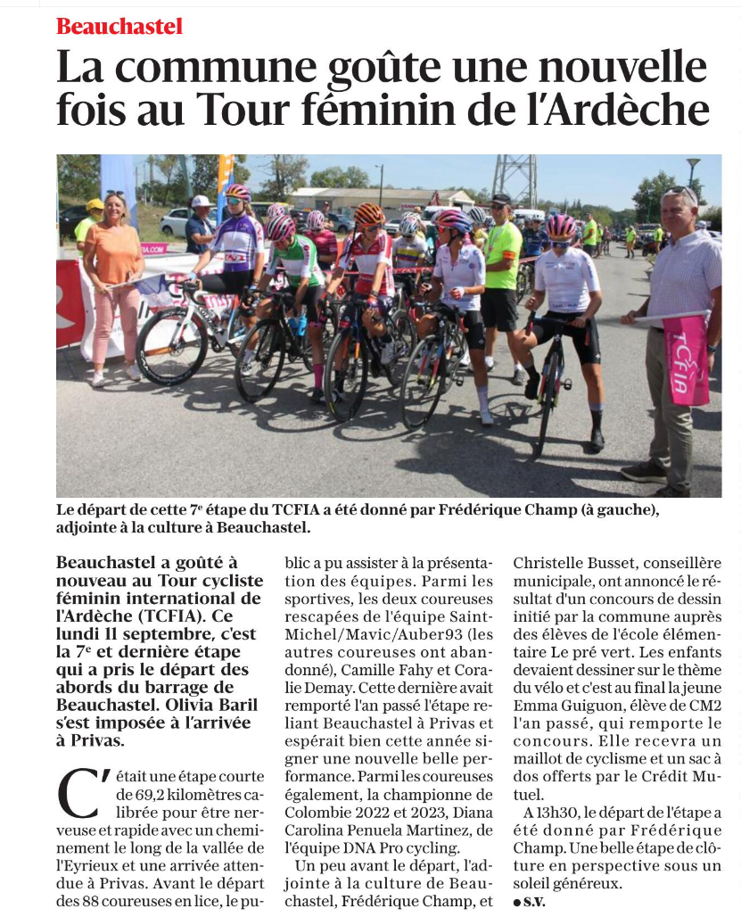 TCFIA 2023 - 7e étape Beauchastel-Privas Départ Beauchastel Le Dauphiné