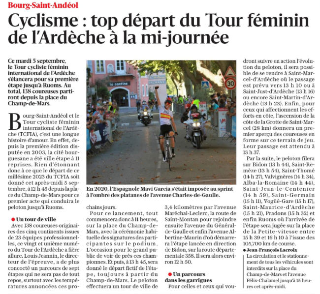 Top départ du TCFIA article du Dauphine Libéré