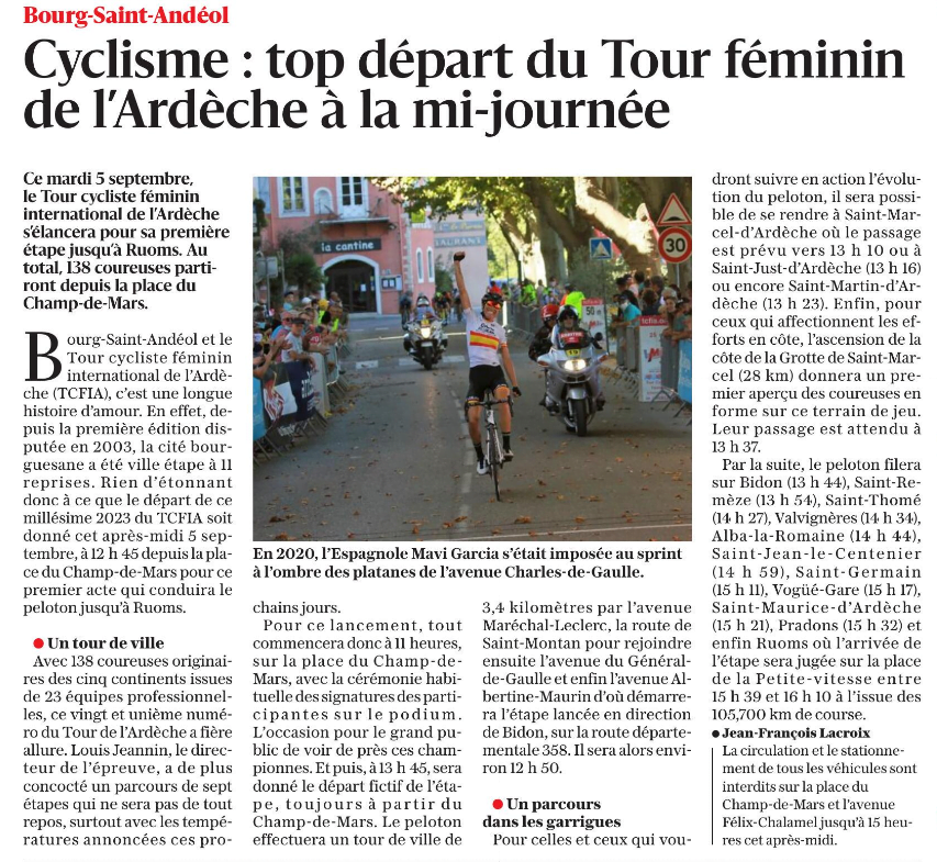 Top départ du TCFIA article du Dauphine Libéré